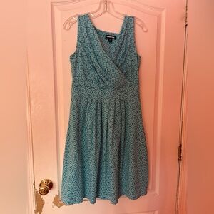 Lands' End Turquoise Patterned Midi Dress